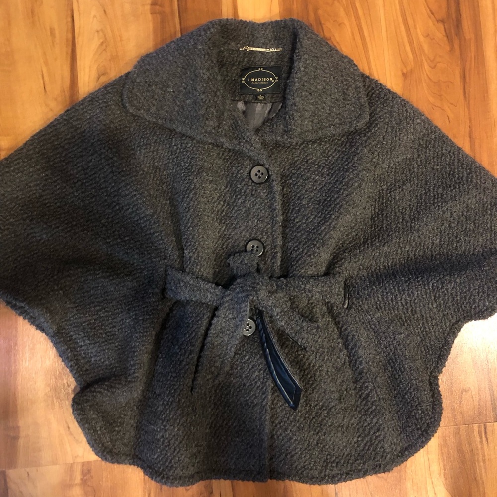 1 Madison wool poncho coat
